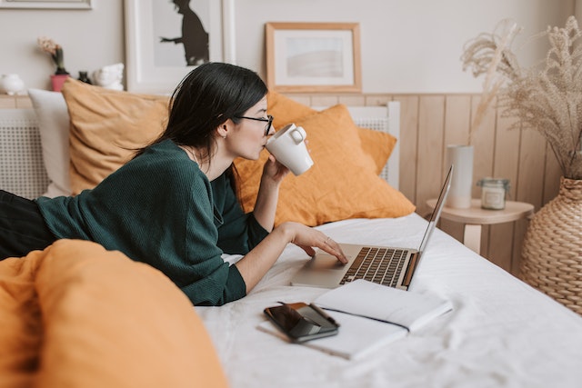 Woman reviewing healthcare information on MyChart