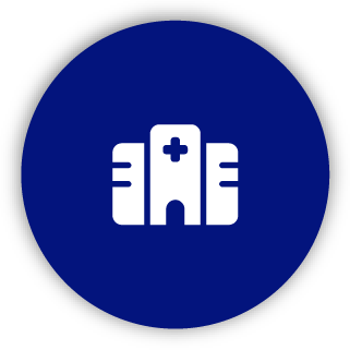 Icon of a hospital building with a medical cross.